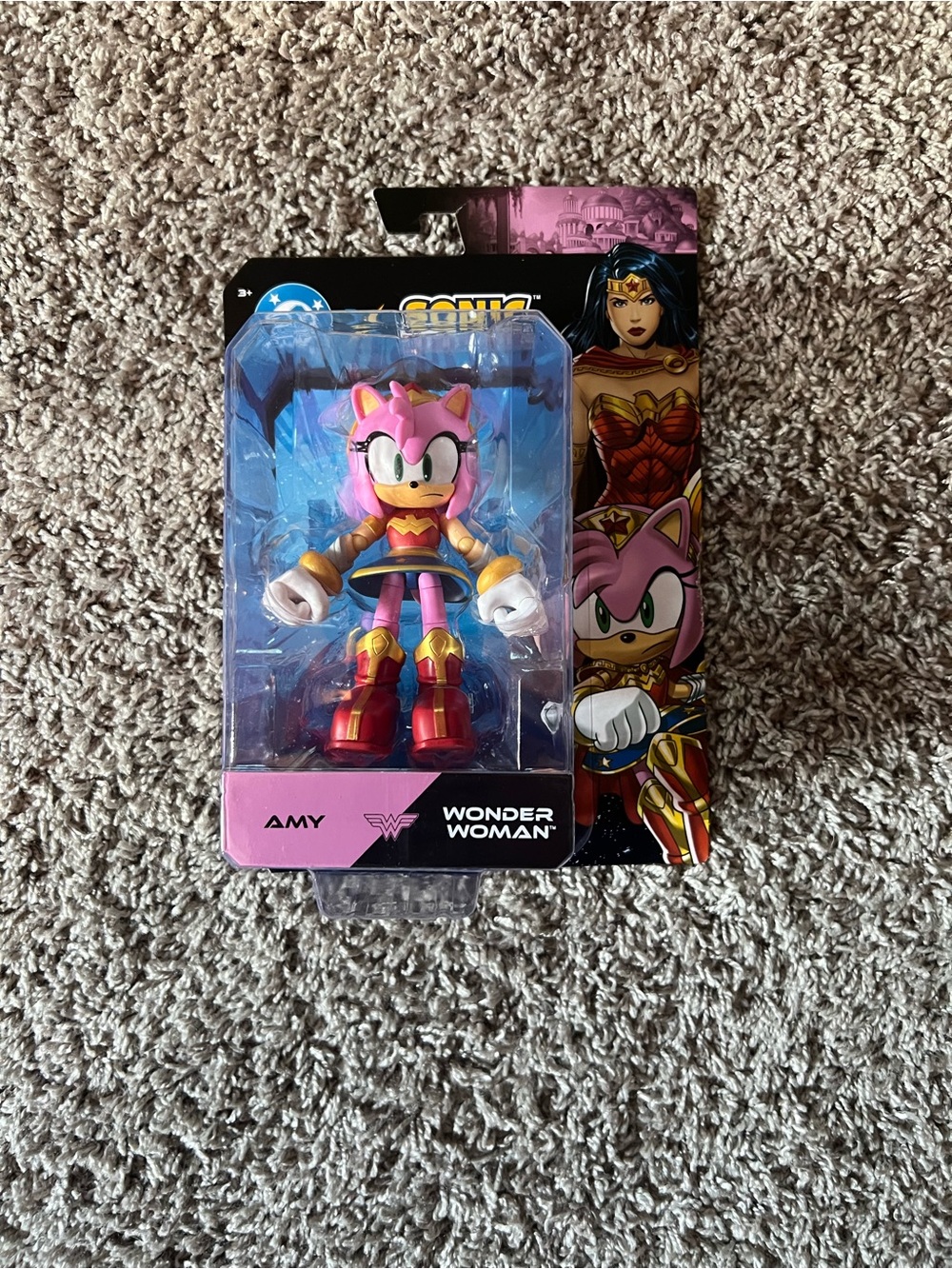 Amy Rose Wonder Woman Crossover Action Figure - Pink, Red & Gold